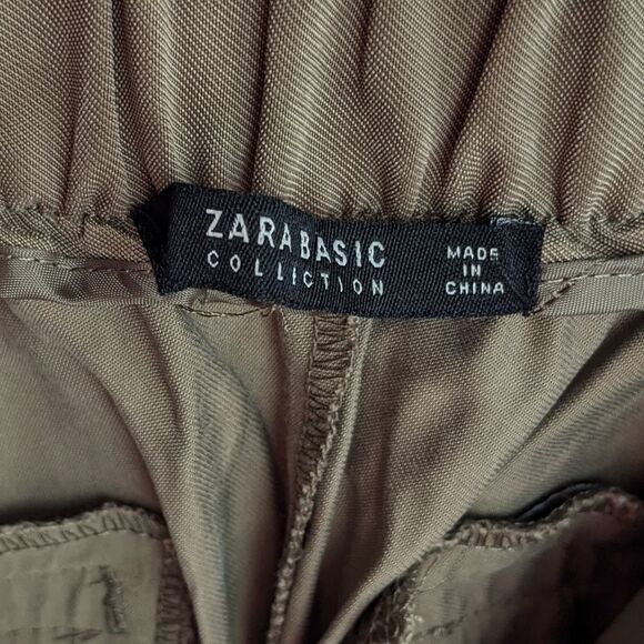 ZARA khaki pants cropped high rise pleated pants Medium - Picture 5 of 10